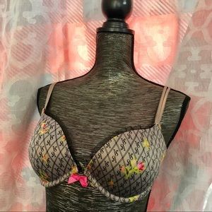 Victoria’s Secret Gray Rose Lace Push Up Bra 32D